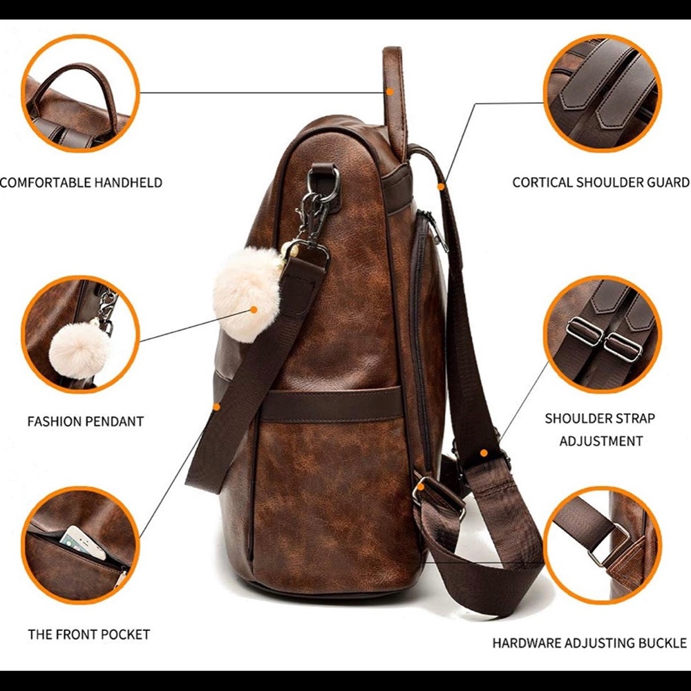 Trendy Leather Backpack 🎒 - Picture 3 of 5